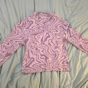 purple swirl long sleeve short turtle neck crop too size XS